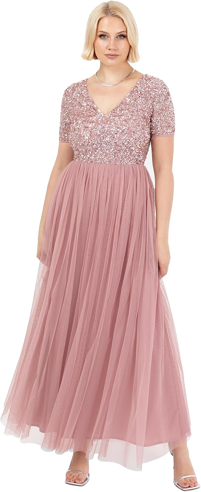 Maya Deluxe Women's Maxi Short Sleeve Empire Waist Bridesmaid Dress Prom Wedding