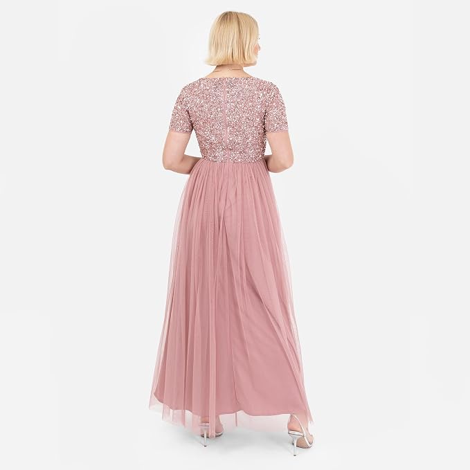 Maya Deluxe Women's Maxi Short Sleeve Empire Waist Bridesmaid Dress Prom Wedding