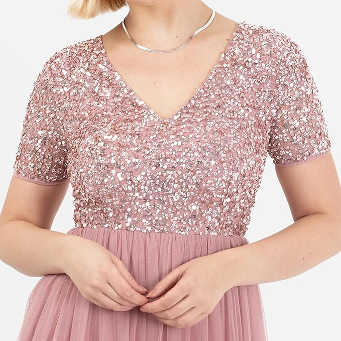 Maya Deluxe Women's Maxi Short Sleeve Empire Waist Bridesmaid Dress Prom Wedding